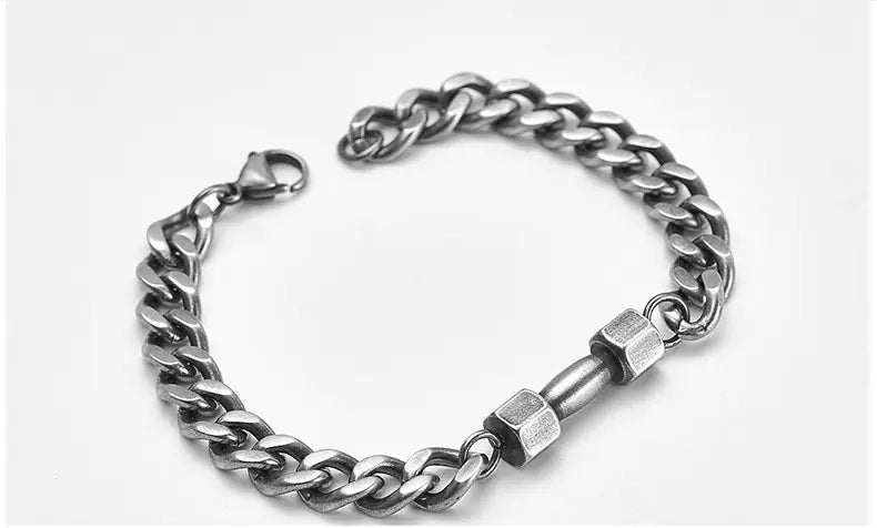 Vintage Men's Titanium Steel Dumbbell Bracelet