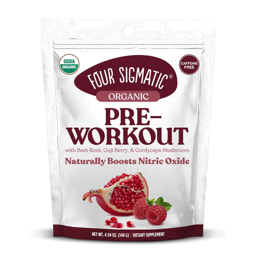 Four Sigmatic Organic Pre Workout Powder with Superfood Adaptogens & Antioxidants | Natural Pre Workout with Beetroot Powder Cordyceps Garcinia Cambogia & Goji Berry | Natural Pre-Workout (4.94 oz.)