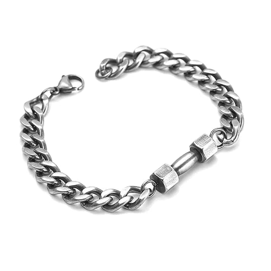 Vintage Men's Titanium Steel Dumbbell Bracelet