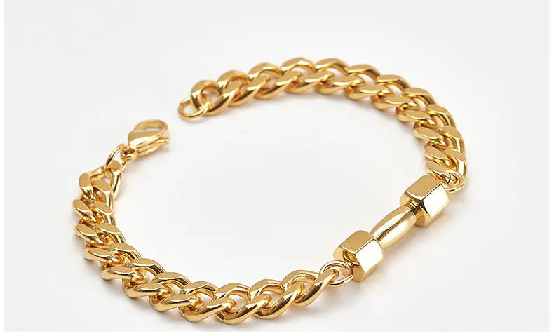 Vintage Men's Titanium Steel Dumbbell Bracelet