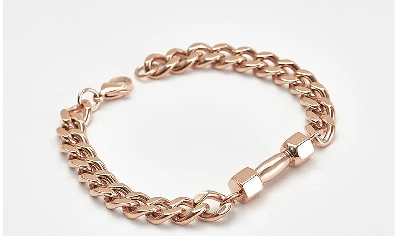 Vintage Men's Titanium Steel Dumbbell Bracelet