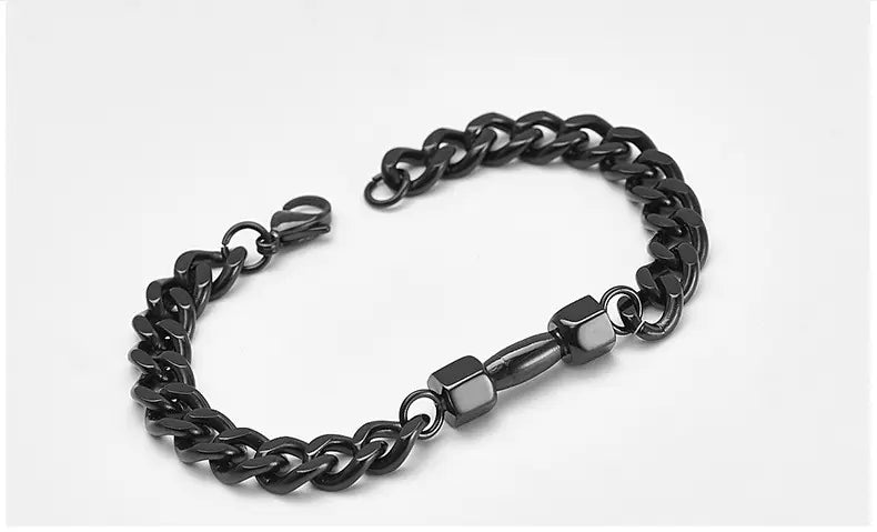 Vintage Men's Titanium Steel Dumbbell Bracelet
